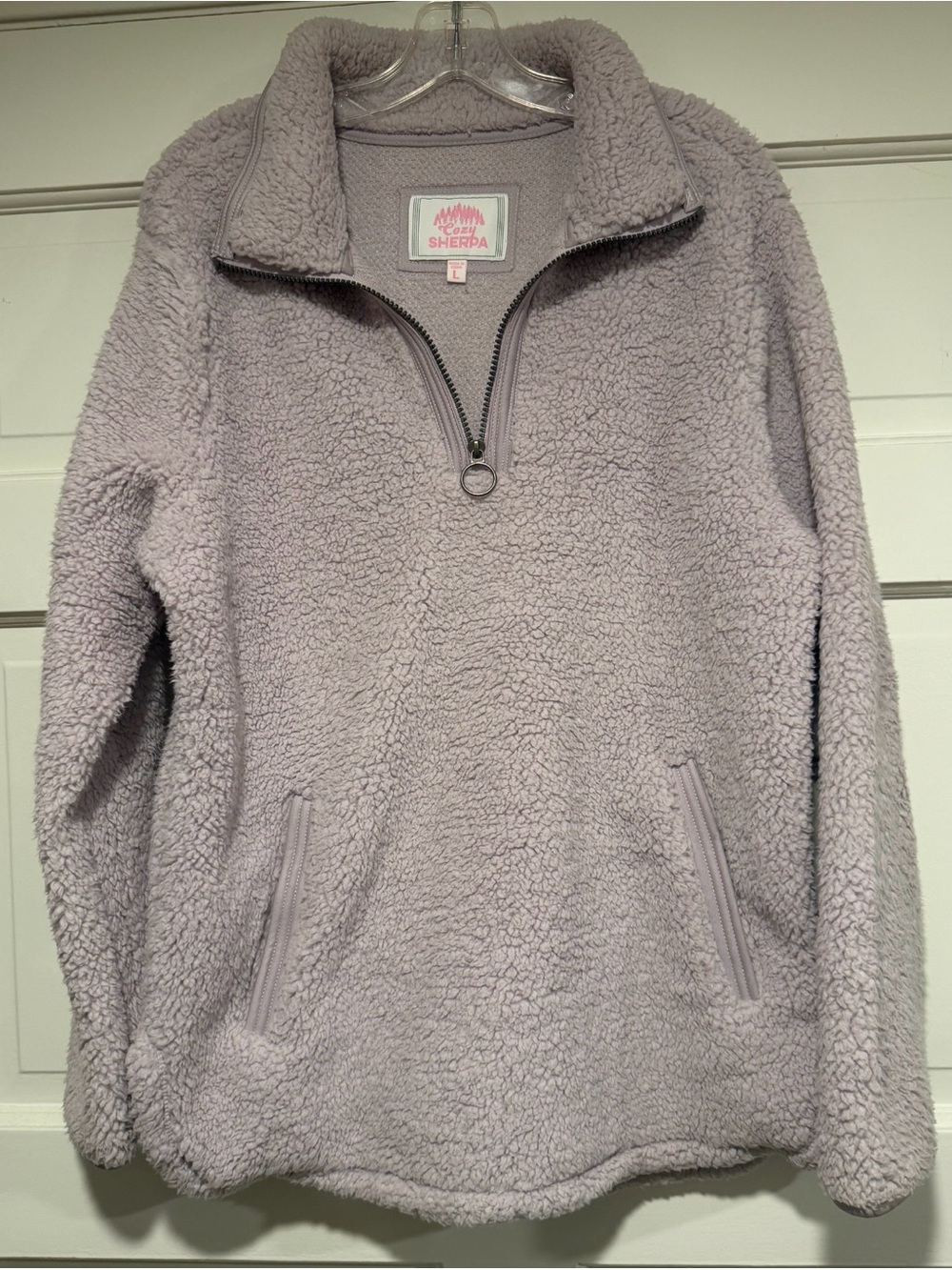 Cozy Sherpa Lilac Half-Zip Pullover for Women size Large